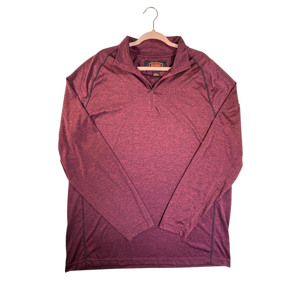 The Foundry Supply Co Mens XLT Burgundy Heather Quarter Zip Pullover Shirt